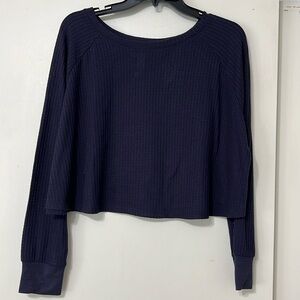 Honeydew Navy Waffle Crop Top